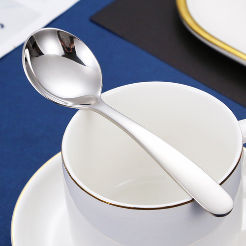 304 stainless steel round spoon hotel thickening and deepening spoon bird's nest spoon household spoon eating dessert mixing spoon