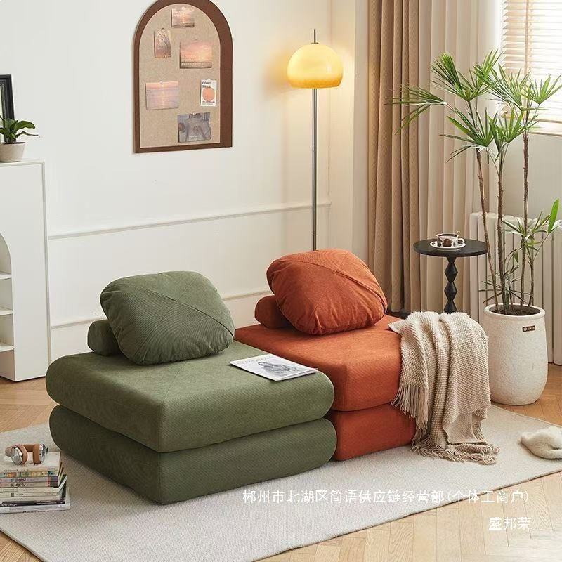 Fábrica directa sofá perezoso bloque de tofu sofá cama pequeña casa dormitorio individual tatami sala de estar tela de limpieza
