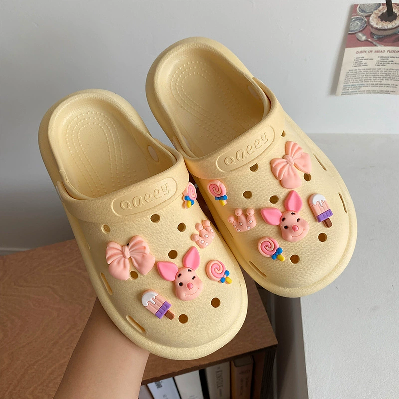 Летняя верхняя одежда для женщин Dly Croc Shoes, новые с толстой подошвой пляжные нескользящие милые баотоу тапочки