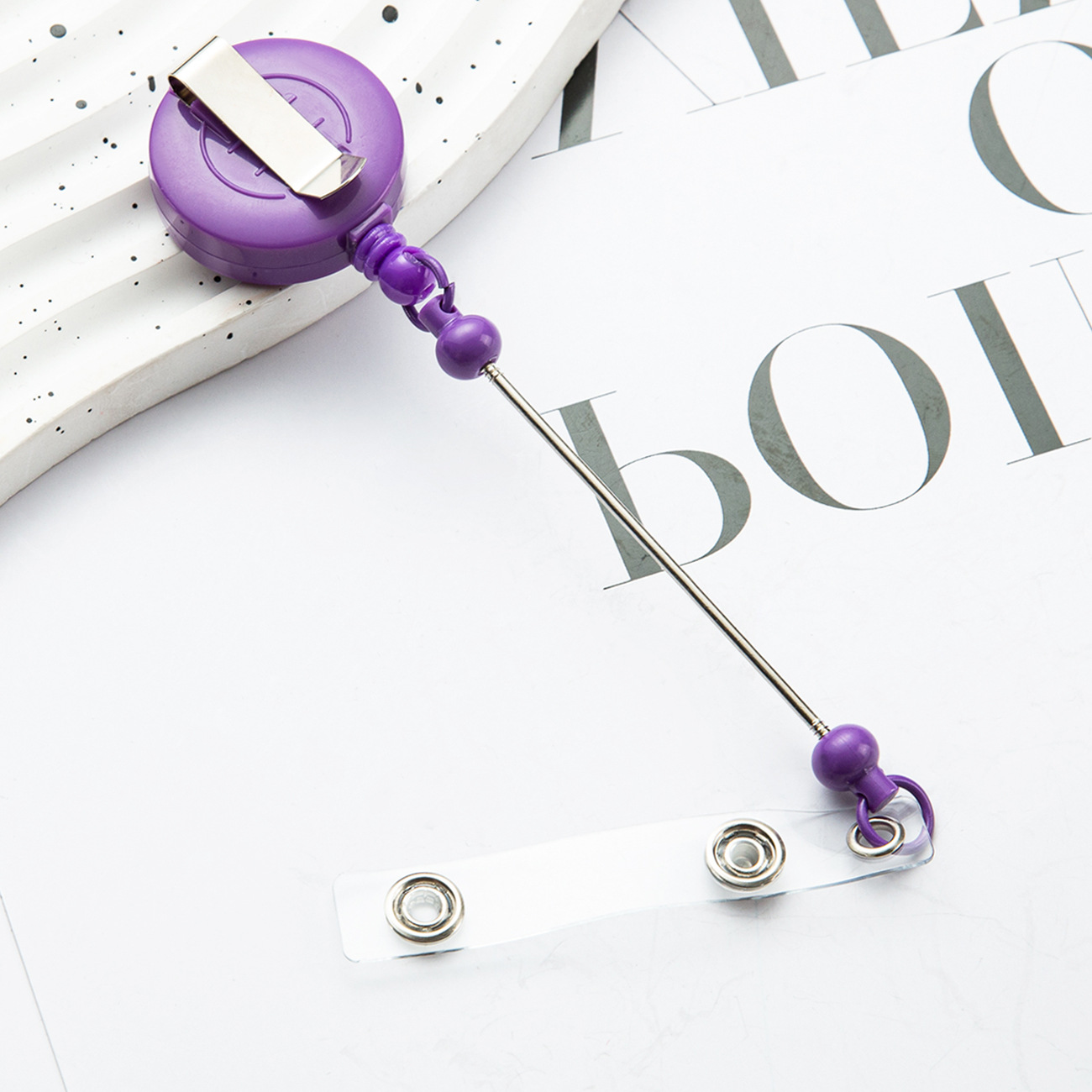 Cubierta de tarjeta retráctil fácil de tirar hebilla creativa perlas llavero retráctil hebilla de trabajo placa de identificación fácil de tirar hebilla de cable