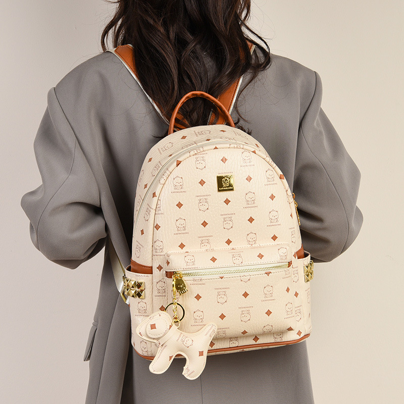 Europa y América retro popular mochila de mujer caricatura lindo oso mochila de estudiantes universitarios 2025 nueva mochila impresa