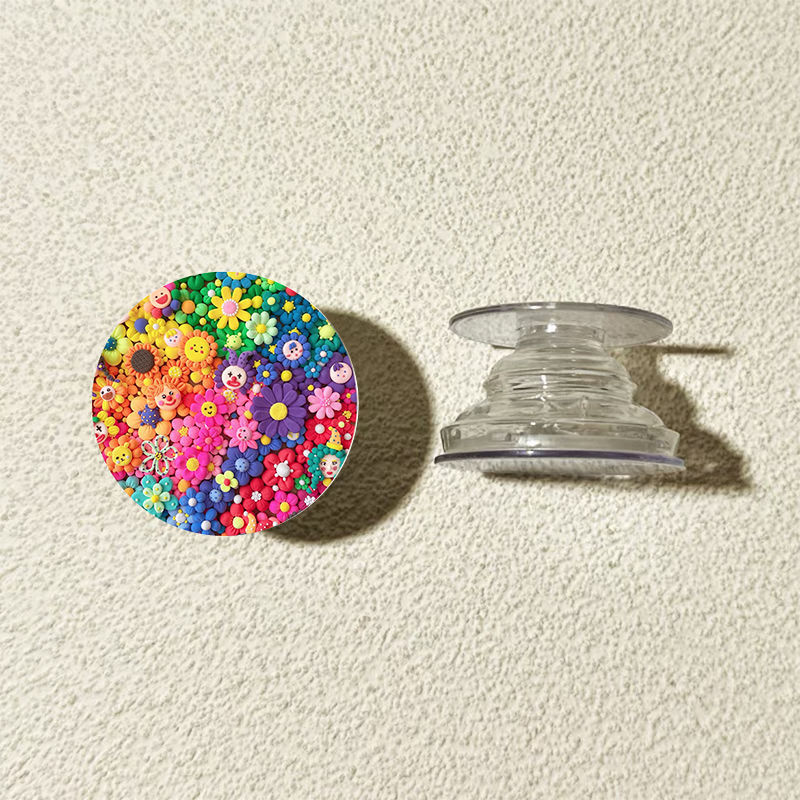 Muñeca de arcilla flor redonda airbag soporte adhesivo tipo teléfono móvil adhesivo espalda 360 ° tarjeta plegable telescópico giratorio