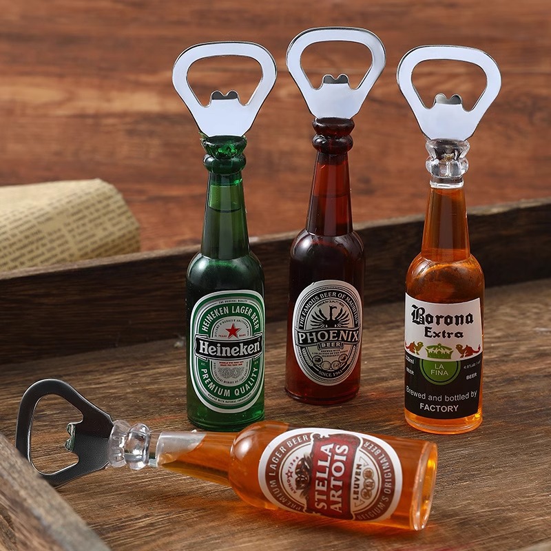 맥주 병따개 냉장고 스티커 시뮬레이션 맥주 오프너 레드 와인 병따개 스테레오 창조적 인 자기 스티커 오픈 캡 가구