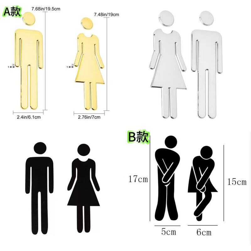 Cross-border Hot Sale Acrylic Stereo Toilet Sticker Bathroom Male and Female Logo Wall Sticker Bathroom Office Shopping Mall Toilet Cross-border Hot Sale Acrylic Stereo Toilet Sticker Bathroom Male and Female Logo Wall Sticker Bathroom Office Shopping Mall Toilet