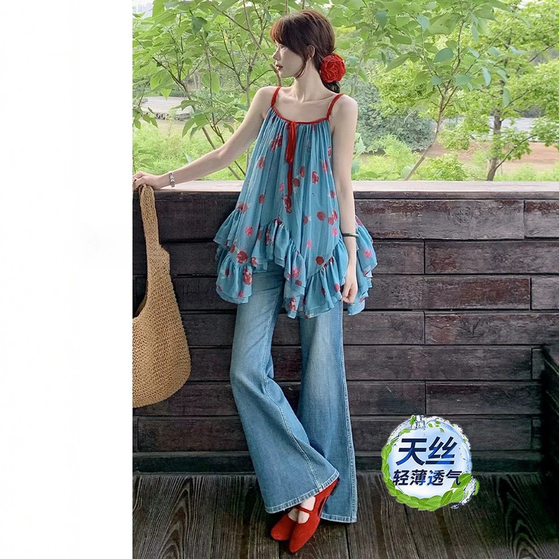 Light Blue Tencel Flared Jeans for Women, 2026 Summer Thin Ice Silk Slimming Loose Fit Wide-Leg Pants Light Blue Tencel Flared Jeans for Women, 2026 Summer Thin Ice Silk Slimming Loose Fit Wide-Leg Pants