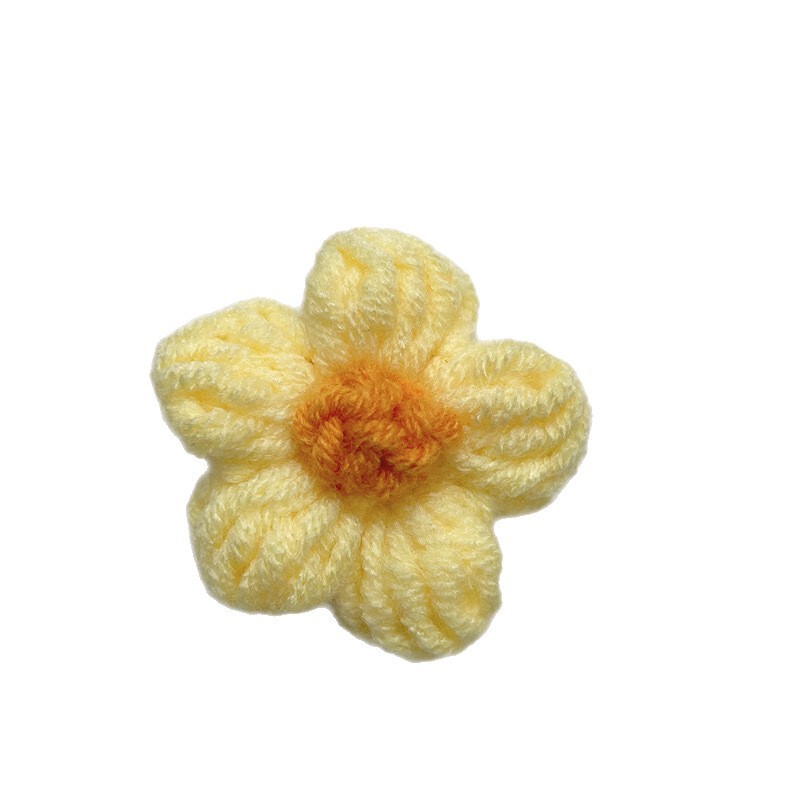 现货手工钩织泡芙花毛线花朵服装辅料饰品胸花包包仿真花花束配件|undefined