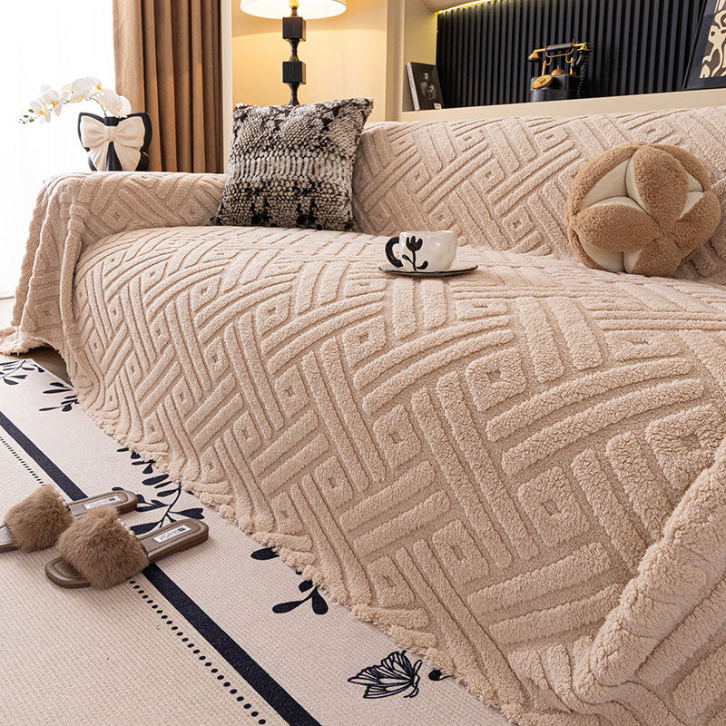 Otoño y invierno toalla de sofá gruesa, almohadilla de sofá de color sólido, toalla de sofá antideslizante y resistente al desgaste, toalla de sofá antideslizante, invierno grueso