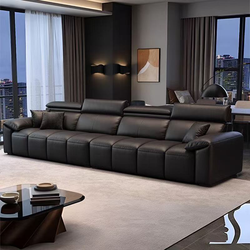 Italian Leather Sofa Small Apartment Living Room Sofa Piano Key Straight Row Modern Style Sofa Factory Direct Supply Leather Sofa