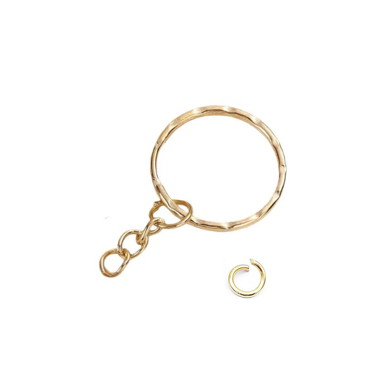 Accesorios de joyería llavero colgando cuatro cadenas llavero colgando anillo plano llavero colgante accesorios llavero abierto anillo
