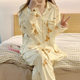 Cross-border French Cream Bear Printing New Home Clothes Spring and Autumn Long Sleeve Pants Pajamas Women's Outwear Wholesale
