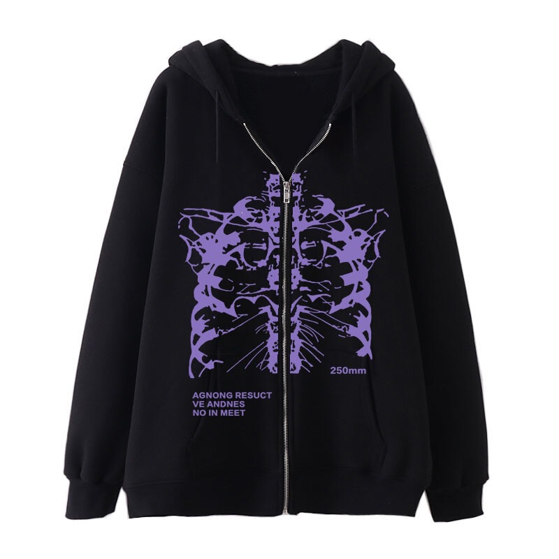 Dark-style cross-border zipper hoodie skeleton hoodie high street trendy men's hoodie jacket Dark-style cross-border zipper hoodie skeleton hoodie high street trendy men's hoodie jacket
