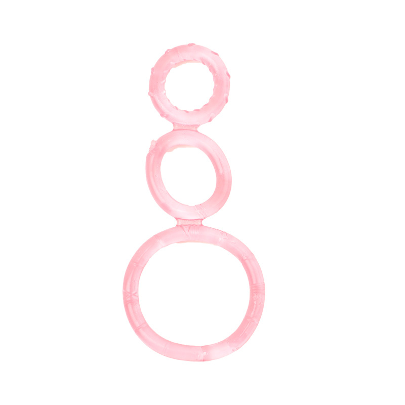 TPE Triple Cock Ring, Threaded Non-Vibrating Male Exercise Ring, Random Color — detail image 7