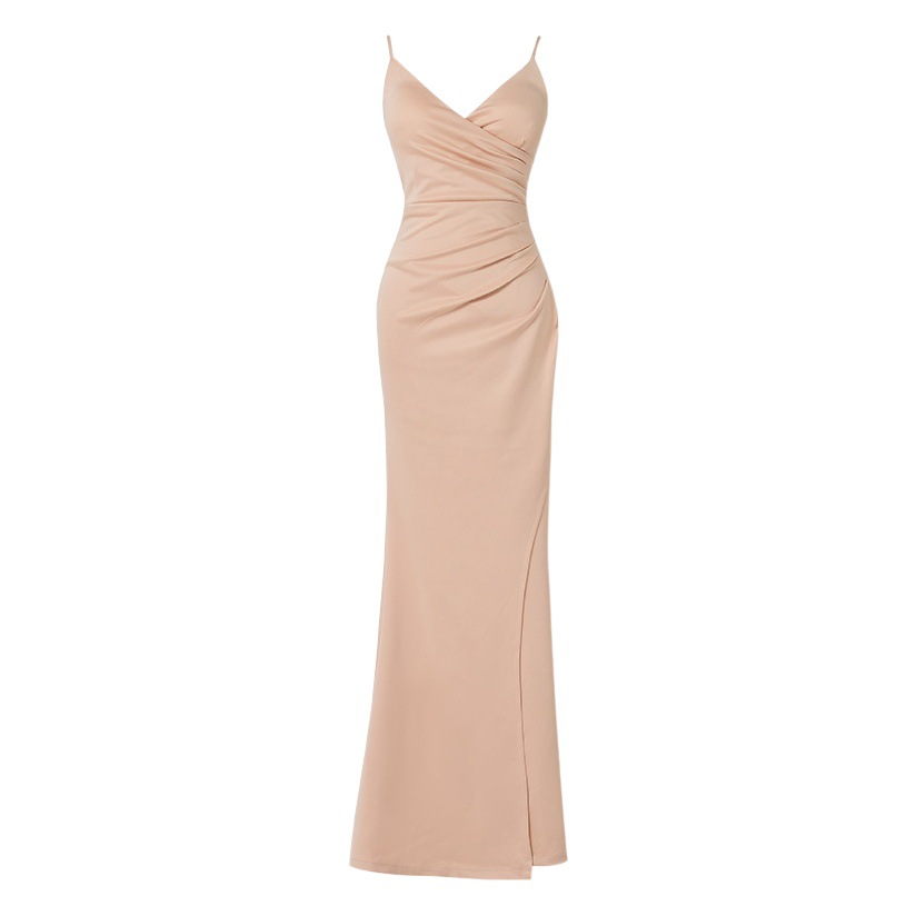 New strap split long evening dress for ladies slimming fishtail car model exhibition sexy nightclub hot girl dress