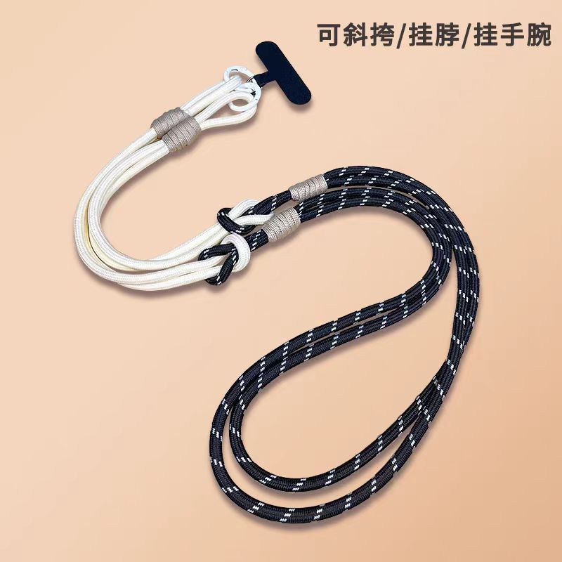 Versión coreana de la muñeca de cuello colgante de mensajero desmontable cordón de teléfono móvil de tres usos costura tejida cuerda resistente anti-pérdida colgante de dibujos animados