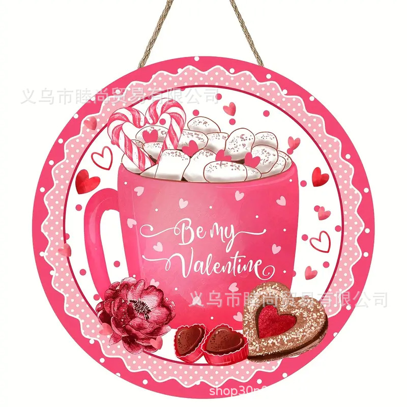 Transfronterizo TEMU explosión día de San Valentín puerta de madera colgante de madera colgante decoración de escena de fiesta