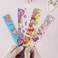 Little Mochi Cute Girl Cartoon Straight Line Wave Ruler Acrylic Ruler 15cm Handbook Measurement Ruler for Students