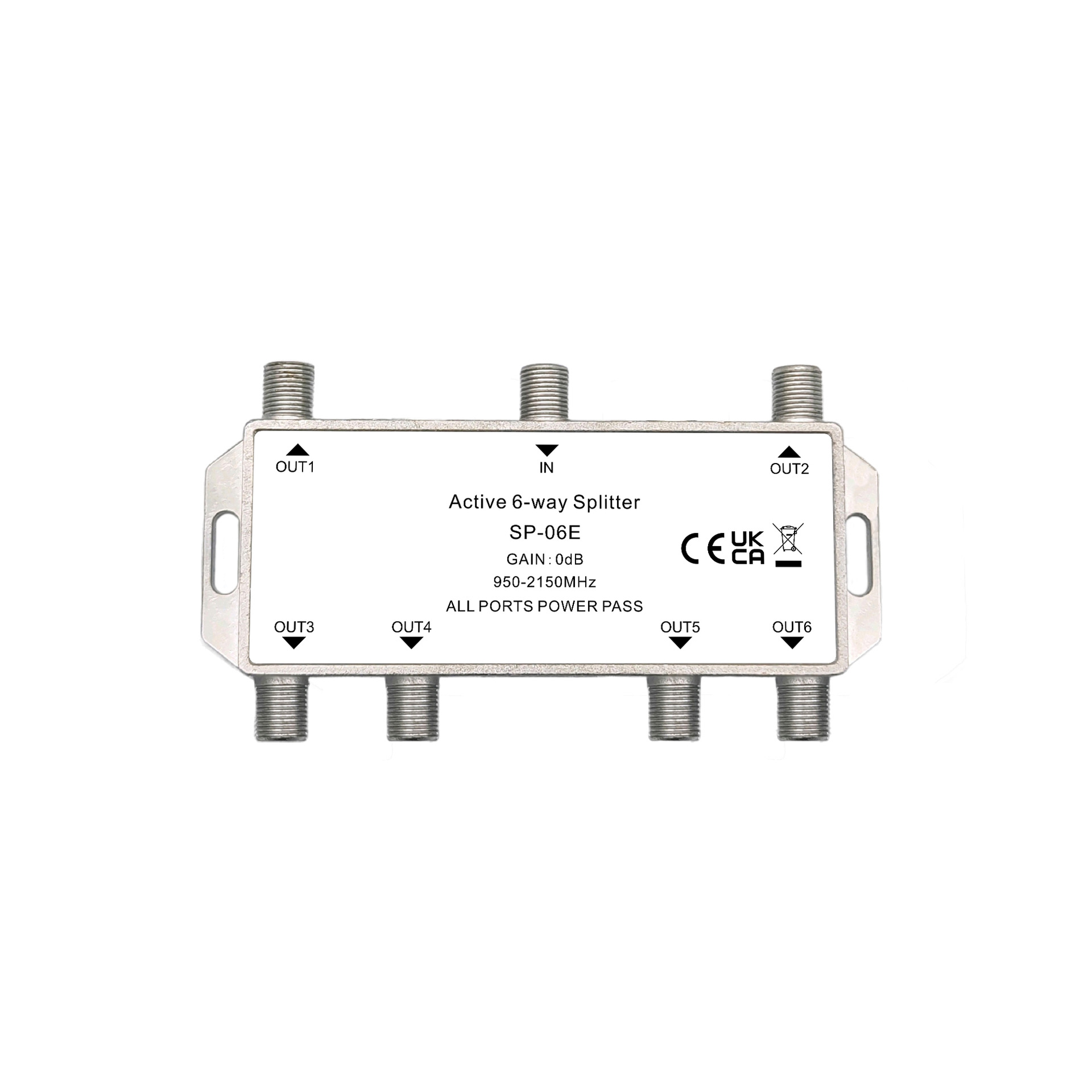 Active 6-way Splitter   带增益放大电视信号有源六功分器 SP06E