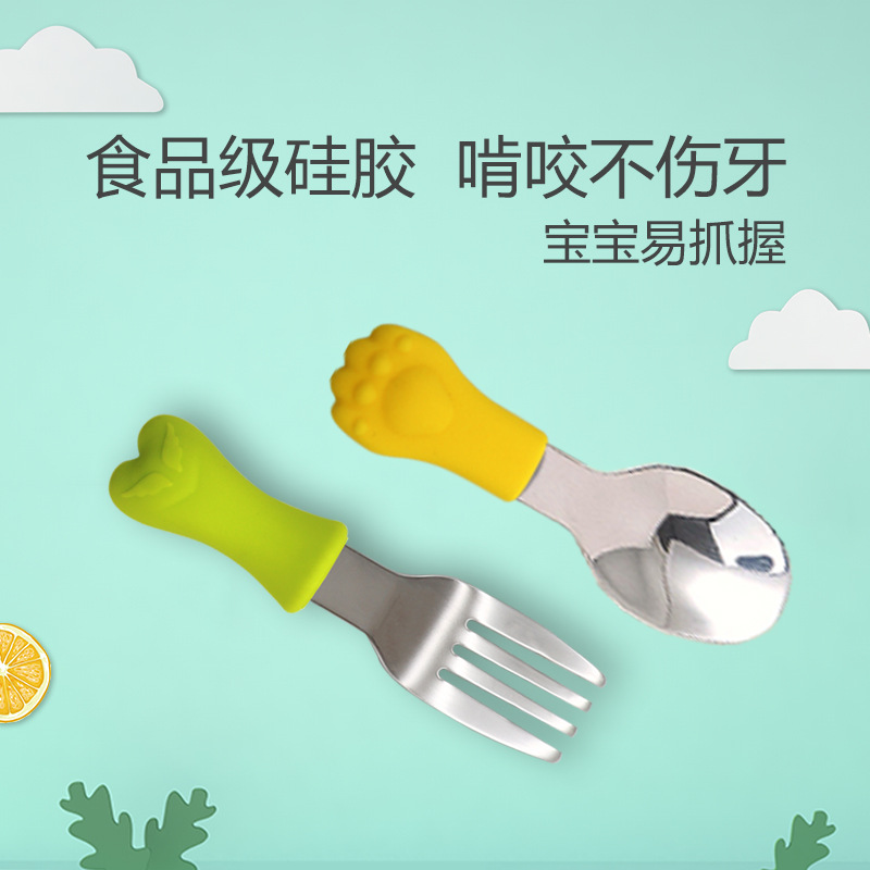 Baby Food Spoon Portable Food-Grade Silicone Soft Spoon Children's Tableware Small Spoon Eating Feeding Spoon Cute and Fun