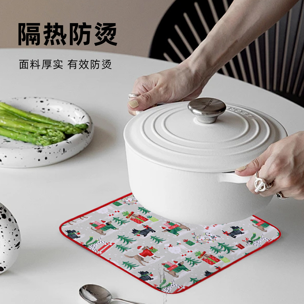 Lugar de fábrica al por mayor exquisito cojín de drenaje con estampado navideño de dibujos animados