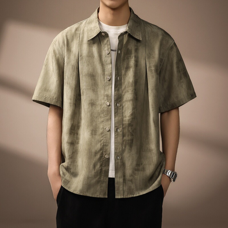 High-End Tencel Lyocell Linen Short-Sleeved Shirt for Men, Summer Lapel, Loose, Breathable, Casual and Versatile Men's Shirt High-End Tencel Lyocell Linen Short-Sleeved Shirt for Men, Summer Lapel, Loose, Breathable, Casual and Versatile Men's Shirt