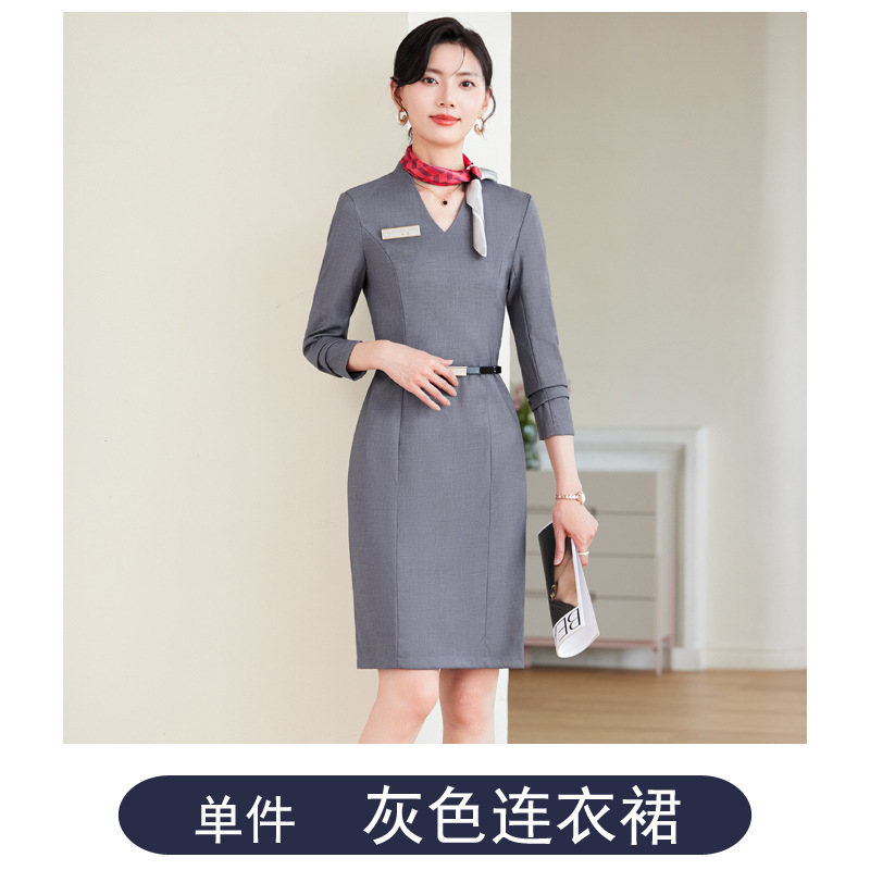 Gray dress + belt + silk scarf