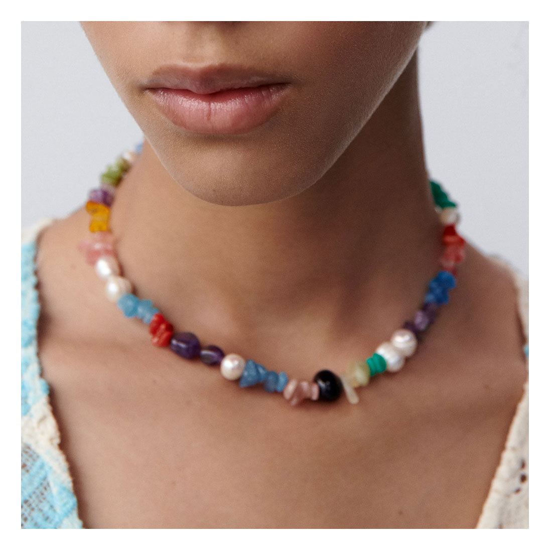 Bohemian Pearl Irregular Color Natural Gravel Necklace Simple Jewelry Female display picture 2