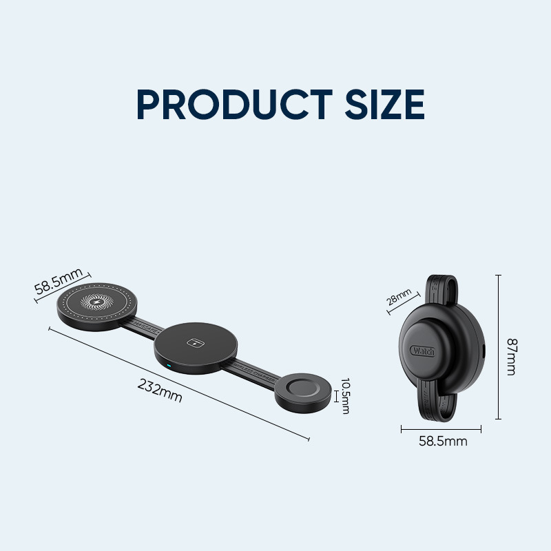 Nuevo mini cargador inalámbrico plegable 3 - en - 1 para teléfonos Apple, relojes, auriculares, carga rápida inalámbrica