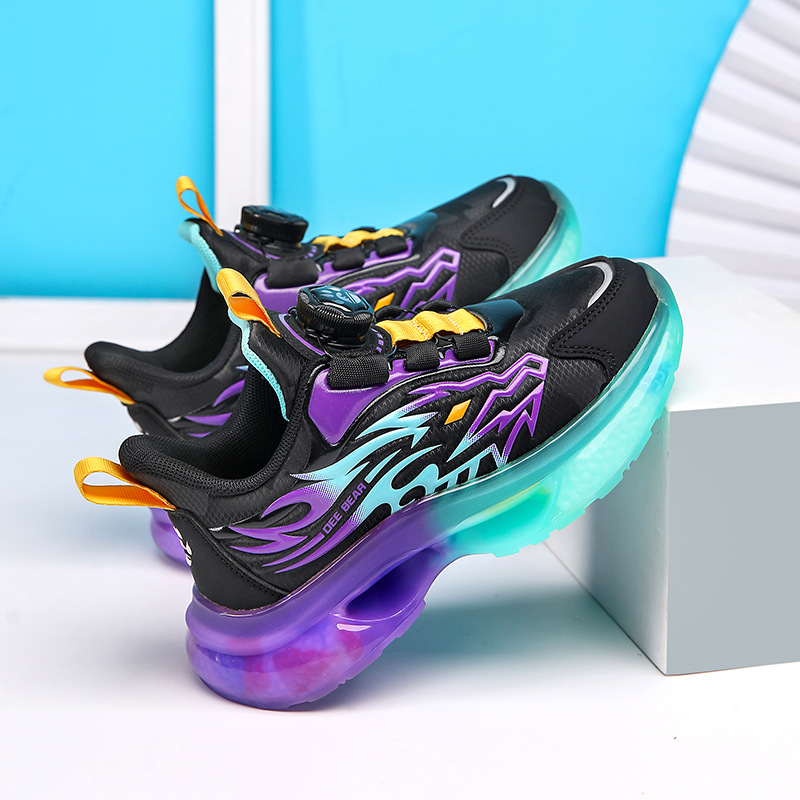 Zapatos de niños al por mayor zapatos deportivos de niños otoño nuevos botones de botón de cuero zapatos casuales zapatos de correr de niños naranja negra