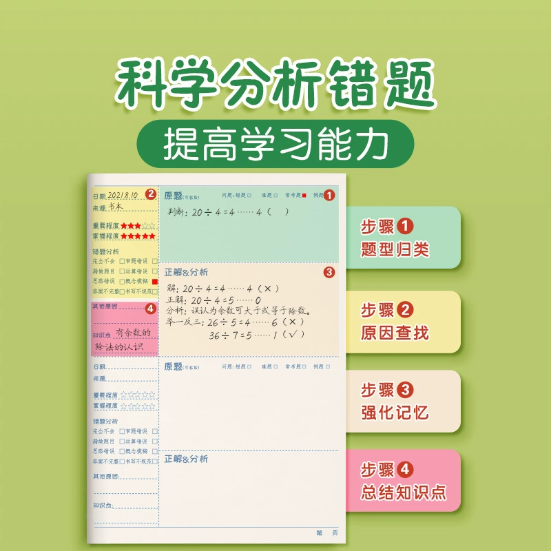 Wrong question book for primary school students' error correction book for first, second and third grade mathematics Chinese English correction book for wrong questions