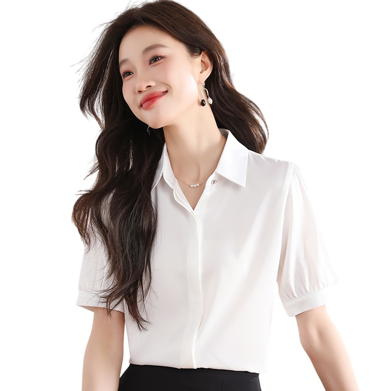 品牌2025夏季新款重磅真丝衬衫女高级感桑蚕丝纯色百搭职业衬衣女