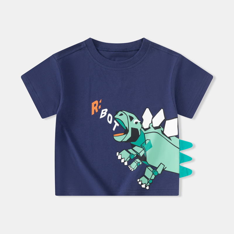 Betop Douyin ropa para niños versión coreana de la nueva camiseta de manga corta para niños niño bebé dinosaurio ropa de moda camisa de fondo