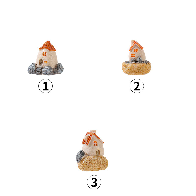 zakka爱情海乡村小泥土房子 微景观装饰配件树脂小房屋摆件别墅 4