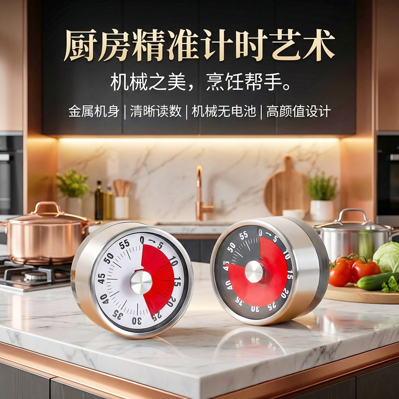 Kitchen-Specific Magnetic Timer, Baking Countdown Reminder, Children's Learning Time Management Mechanical Timer