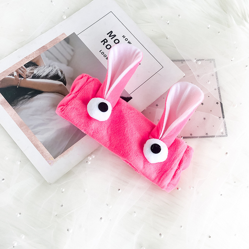 Ojos grandes orejas de conejo cara linda lavado diadema Placa de borde ancho diadema felpa dulce tocado accesorios para el cabello gato