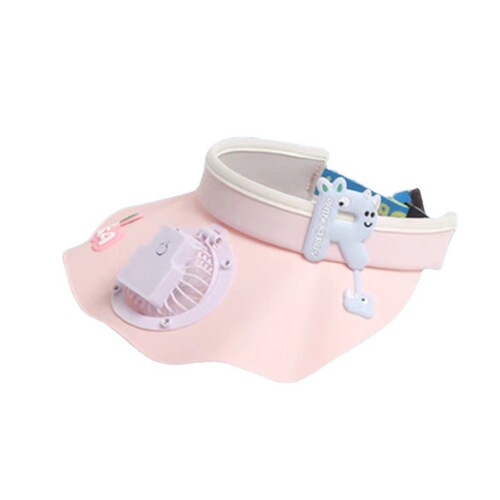 Children's USB Charging Fan Hat Summer Wide Brim Lotus Edge Sunshade Hat Outdoor Cartoon Cute Visor Hat