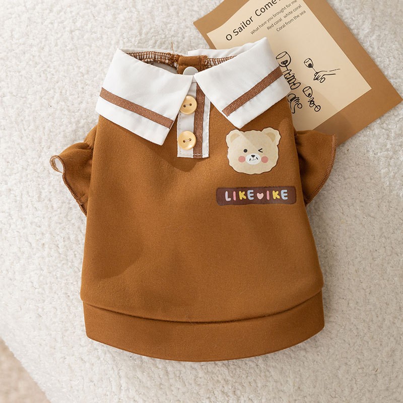 Otoño e invierno perro estilo coreano lindo oso cuello redondo suéter mediano y pequeño perro gato dos pies caliente ropa para perros mascotas