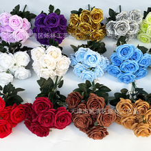仿真10头玫瑰花花束婚礼手捧花仿真花大型婚庆道具绢花婚礼装饰