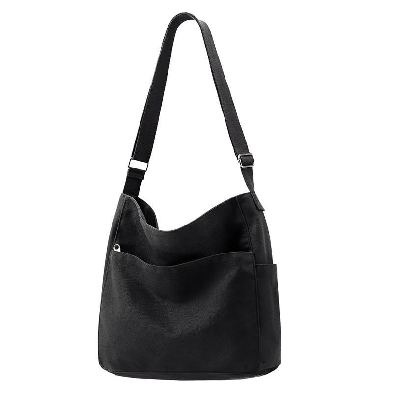 Canvas Tote Bag Large Hobo Crossbody Bag Zipper Messenger Bag for Women Men Casual College Work