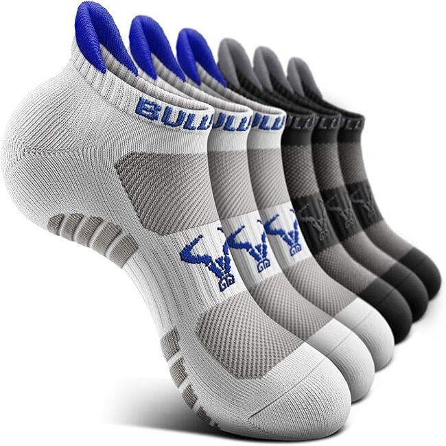 Men's Running Socks, Men's Active Ankle Socks, Invisible Socks with Cushioning Insole, Arch Support, Breathable and Moisture-Wicking