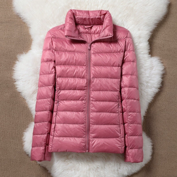 Leather pink standing collar