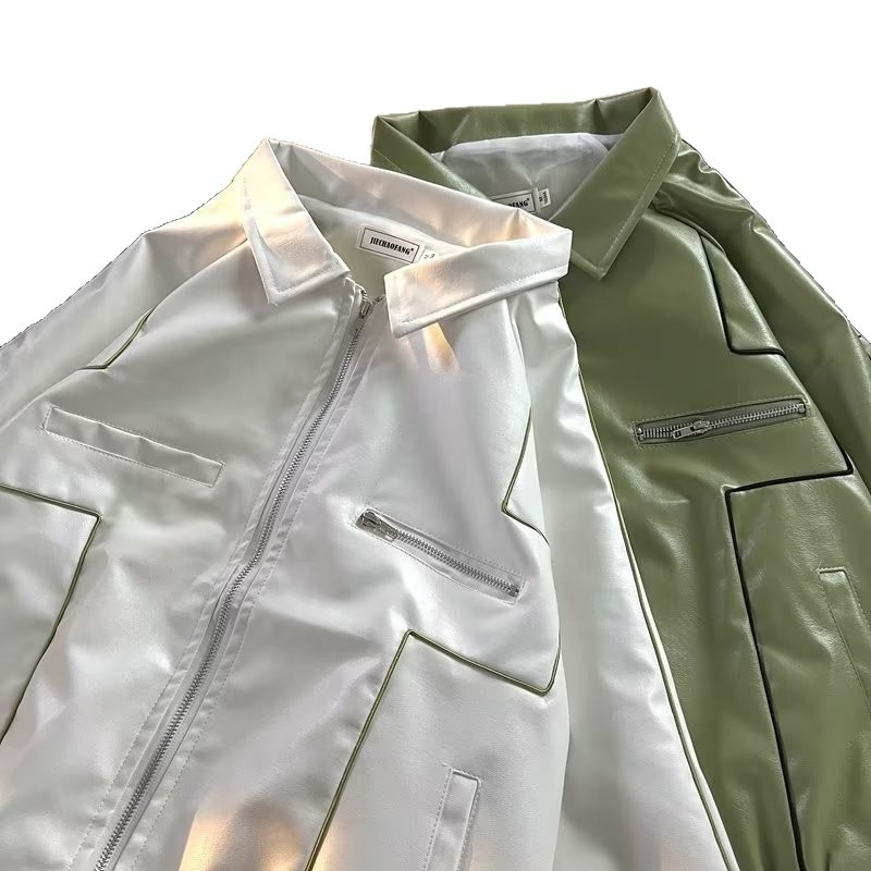 Primavera y otoño marca de moda chaqueta de cuero chaqueta de estilo masculino estilo coreano de moda retro locomotora de cuero pu chaqueta de moda