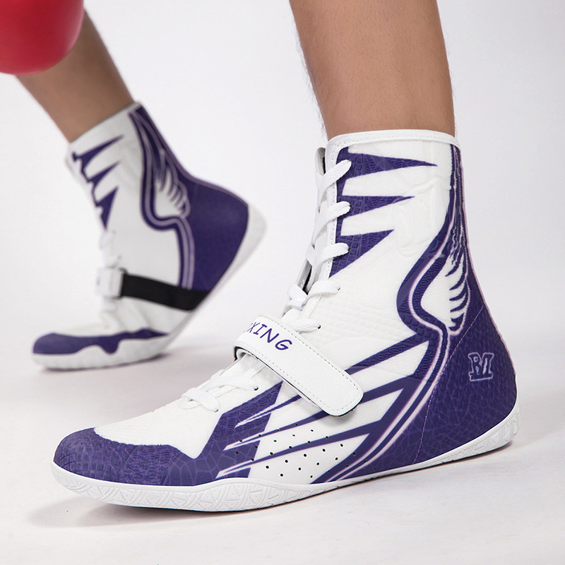 Boxing Shoes, Professional Competition Comprehensive Training Shoes, High-Top Indoor Fitness Fighting Shoes, Muay Thai Fighting Shoes for Men