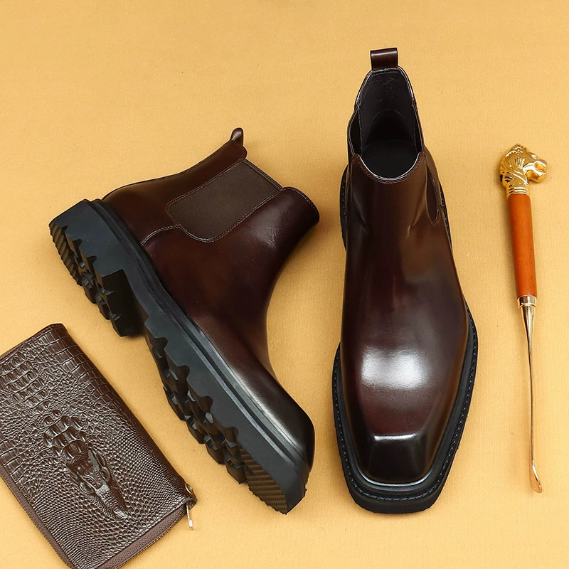 [Событие] Зимние мужские сапоги Челси из натуральной кожи с короткими трубками