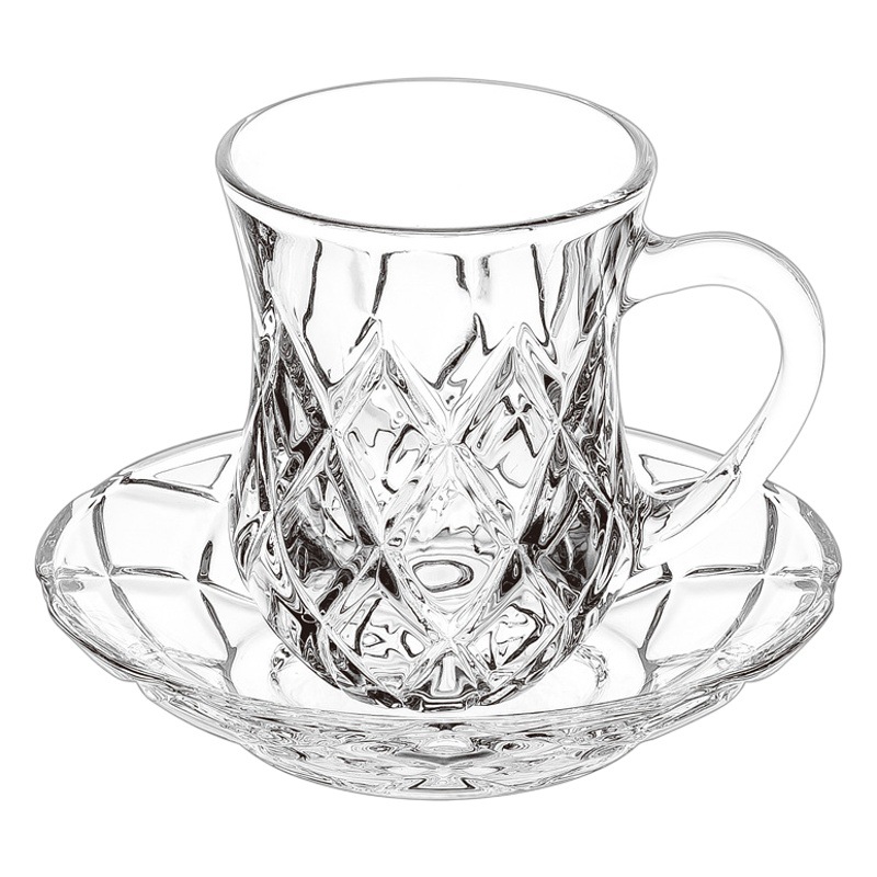 Langxu plato de vidrio de tamaño pequeño plato de postre KTV bar hogar snack plato de hueso ins estilo taza y platillo traje