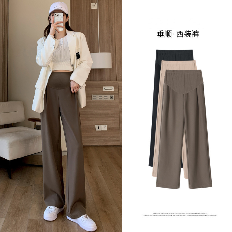 Pregnant Women's Suit Pants Spring and Autumn Outer Wear Sagging Slimming Professional Pants Straight Leg Wide Leg Pants Belly Pants Pregnant Women's Suit Pants Spring and Autumn Outer Wear Sagging Slimming Professional Pants Straight Leg Wide Leg Pants Belly Pants
