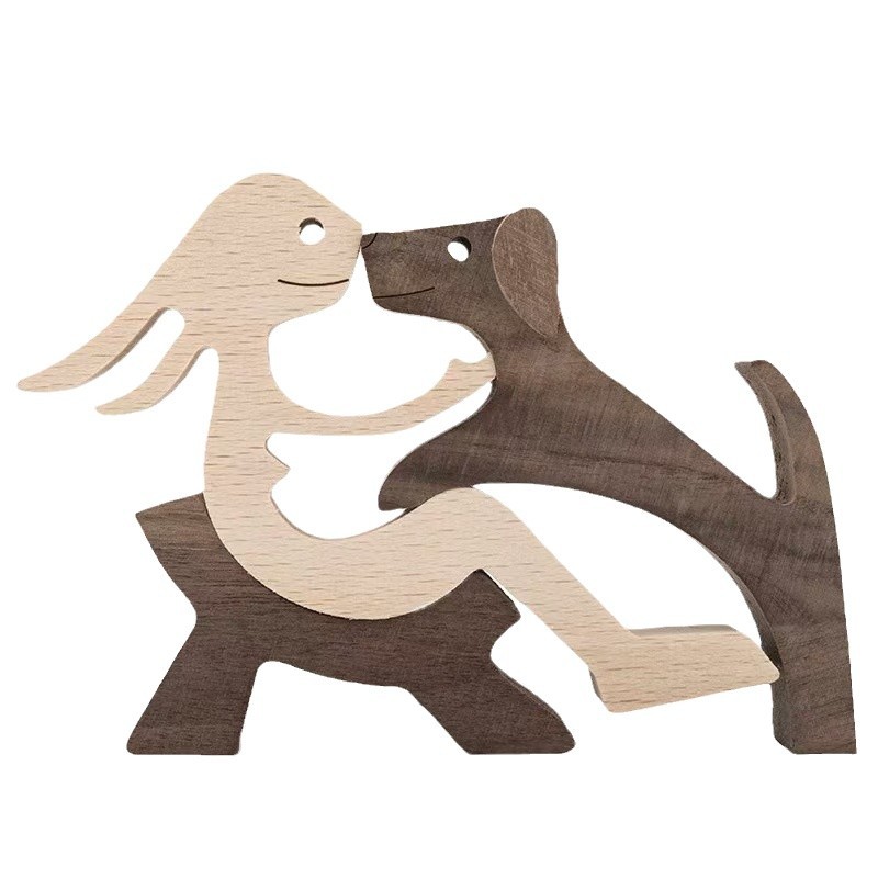 Decoración creativa de madera maciza para mascotas, decoración del hogar, hombre de madera y perro, artesanía conmemorativa, escritorio de oficina, pequeña talla de madera
