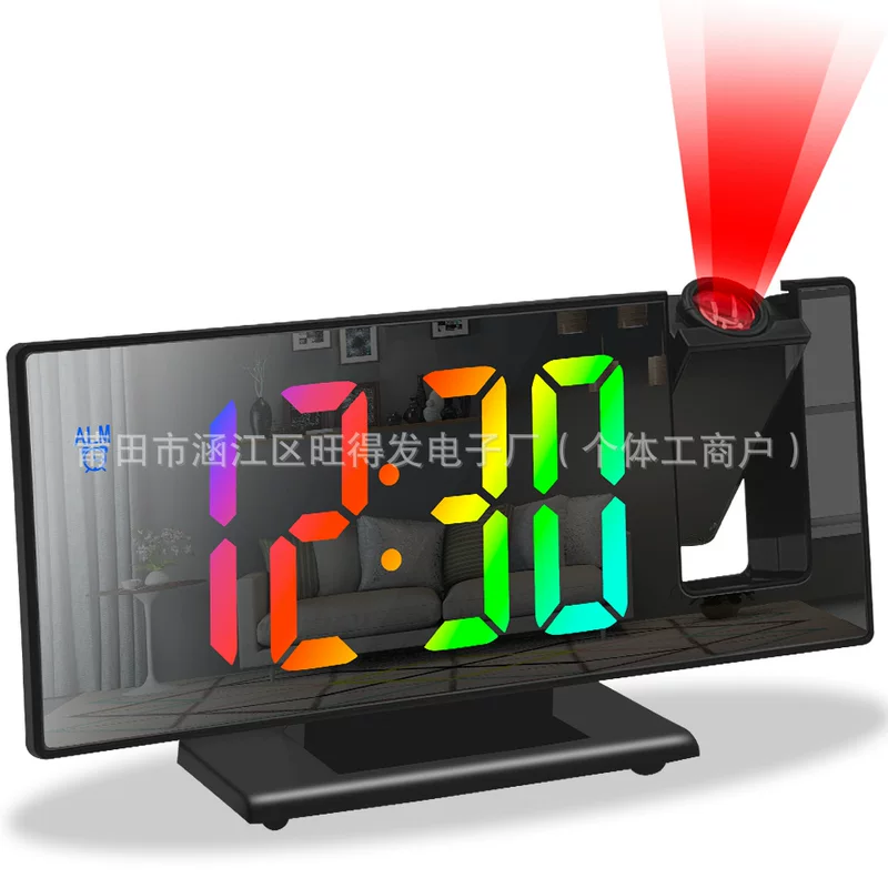 Projection alarm clock mirror color screen display snooze clock multifunctional smart electronic clock digital luminous silent clock