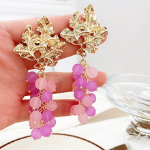 925银针个性可爱立体仿真葡萄耳坠欧美ins法式时尚气质水果耳环女