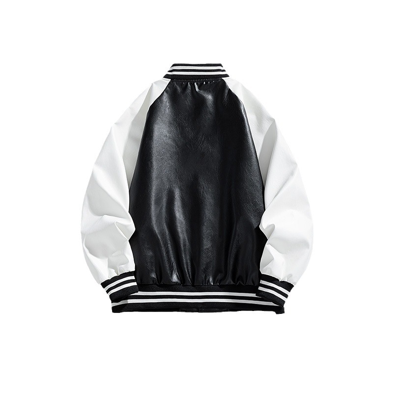 Transfronterizos grandes chaquetas de moda de marca de moda de cuello vertical ocio comercio exterior primavera y otoño nuevo tipo suelto chaqueta de cuero de locomotora de hombre