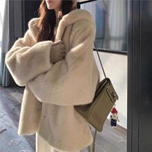 连帽加厚反季清仓女装棉服宽松毛绒绒小个子冬天外套女淡人穿搭